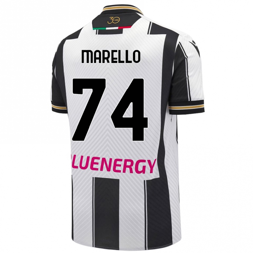 Enfant Football Maillot Mattia Marello #74 Blanc Noir Tenues Domicile 2024/25