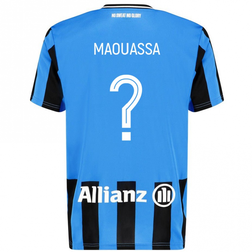 Enfant Football Maillot Faitout Maouassa #0 Bleu Ciel Noir Tenues Domicile 2024/25