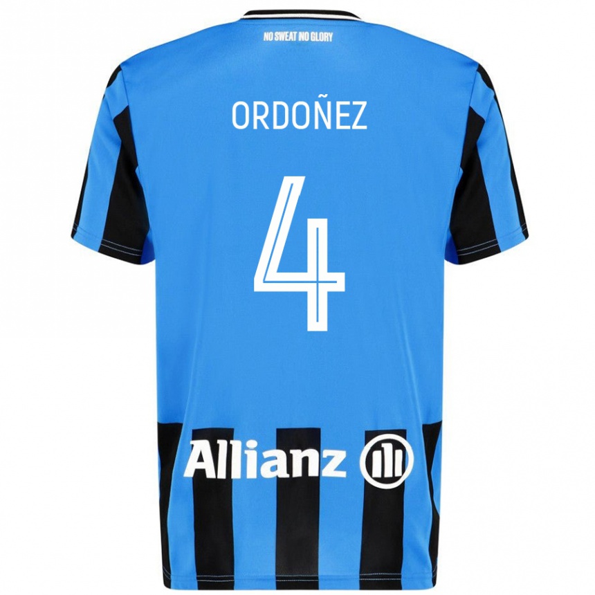 Enfant Football Maillot Joel Ordóñez #4 Bleu Ciel Noir Tenues Domicile 2024/25