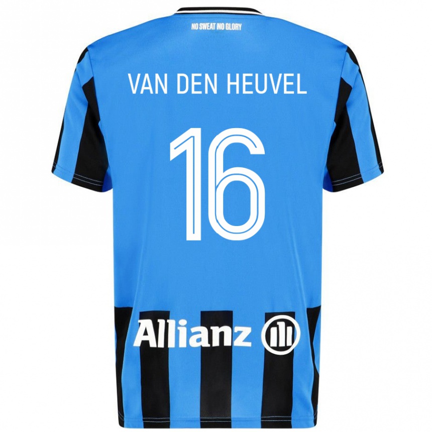 Enfant Football Maillot Dani Van Den Heuvel #16 Bleu Ciel Noir Tenues Domicile 2024/25