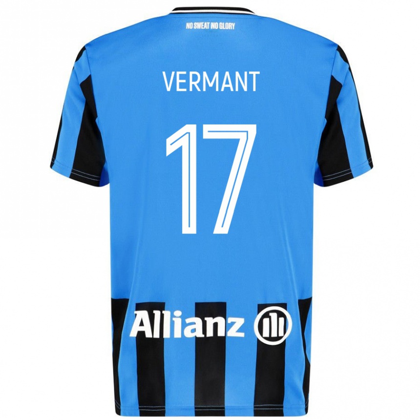 Enfant Football Maillot Romeo Vermant #17 Bleu Ciel Noir Tenues Domicile 2024/25