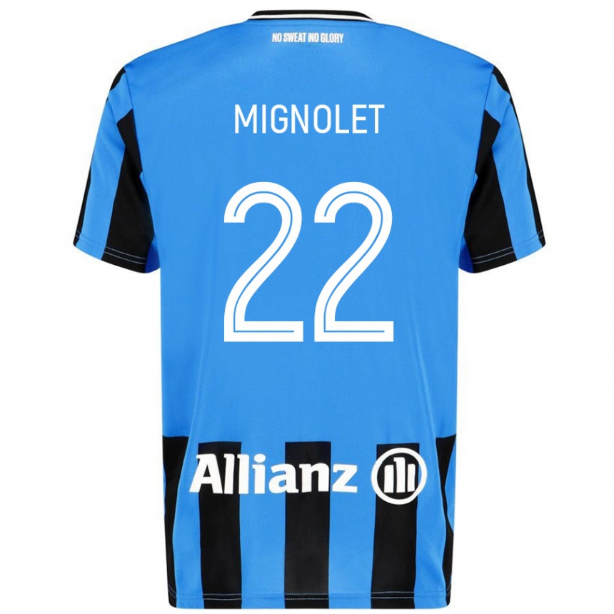 Enfant Football Maillot Simon Mignolet #22 Bleu Ciel Noir Tenues Domicile 2024/25