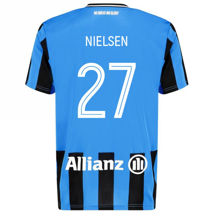 Enfant Football Maillot Casper Nielsen #27 Bleu Ciel Noir Tenues Domicile 2024/25