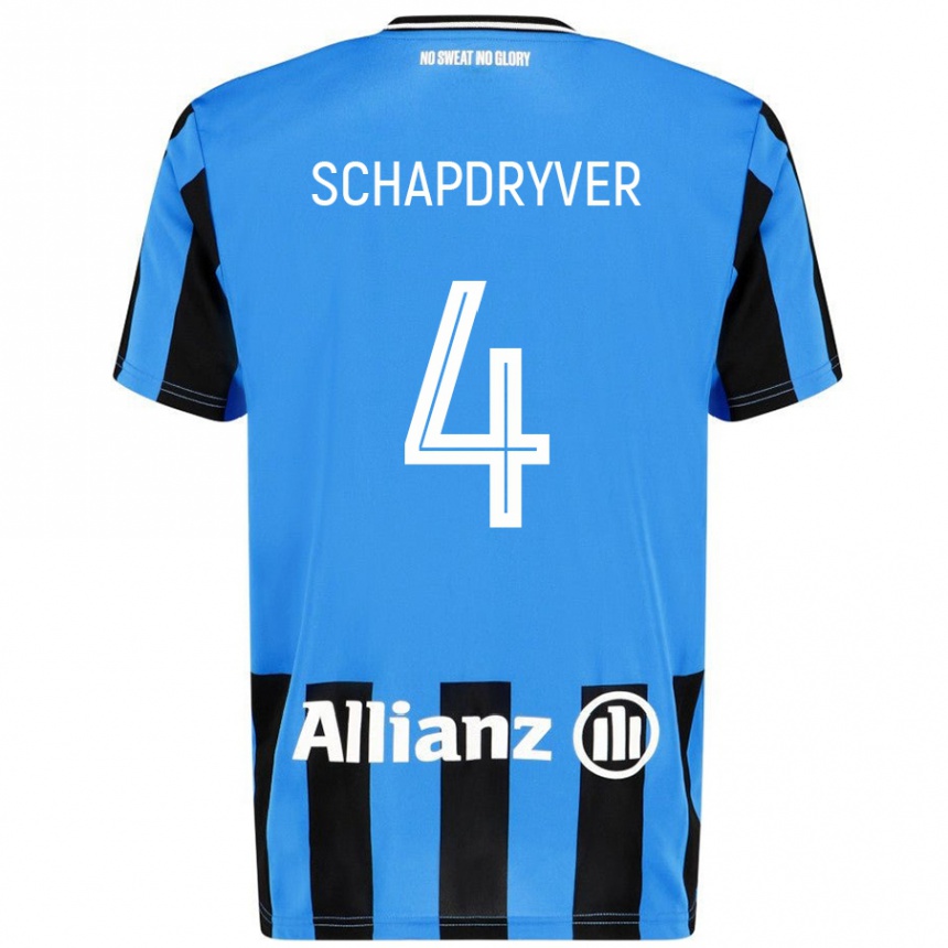 Enfant Football Maillot Emely Schapdryver #4 Bleu Ciel Noir Tenues Domicile 2024/25