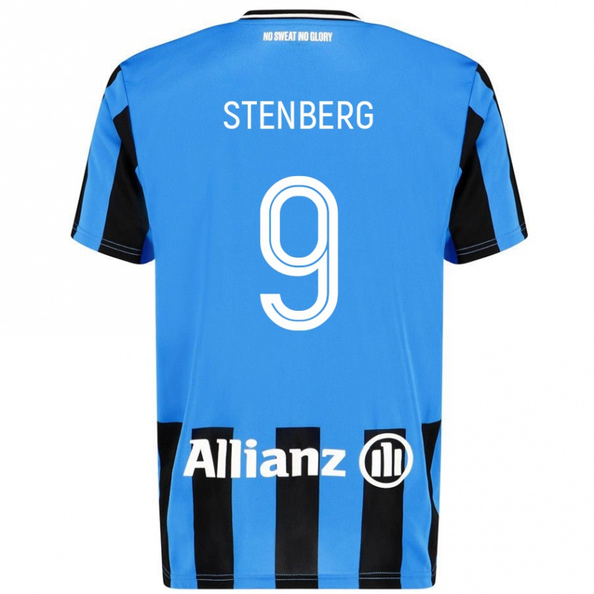 Enfant Football Maillot Hanna Stenberg #9 Bleu Ciel Noir Tenues Domicile 2024/25