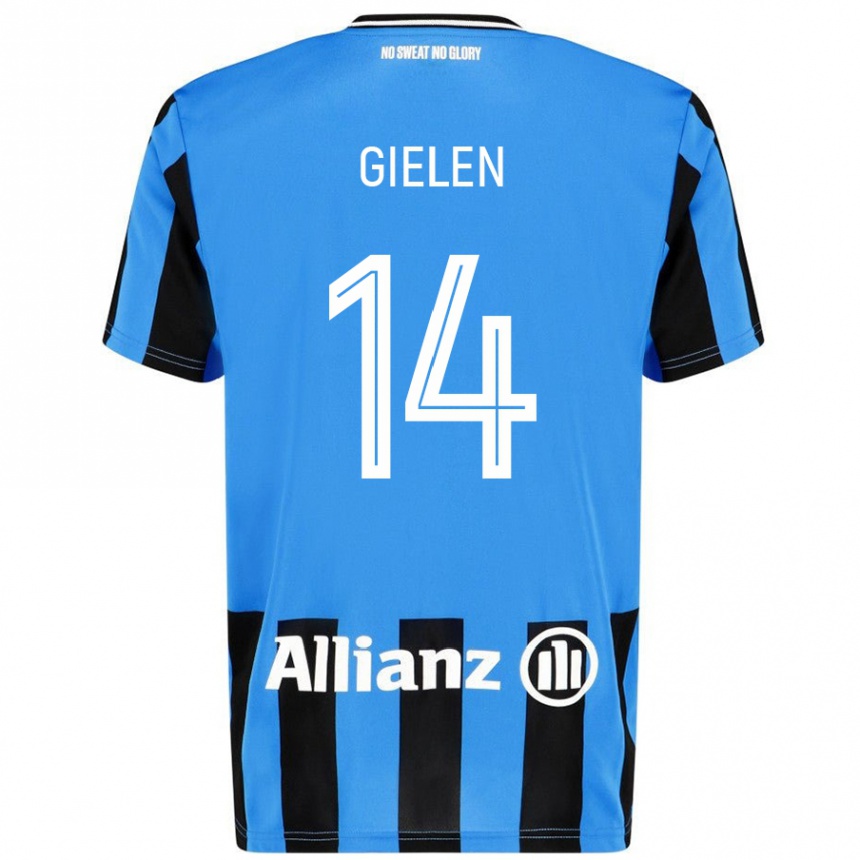 Enfant Football Maillot Sterre Gielen #14 Bleu Ciel Noir Tenues Domicile 2024/25