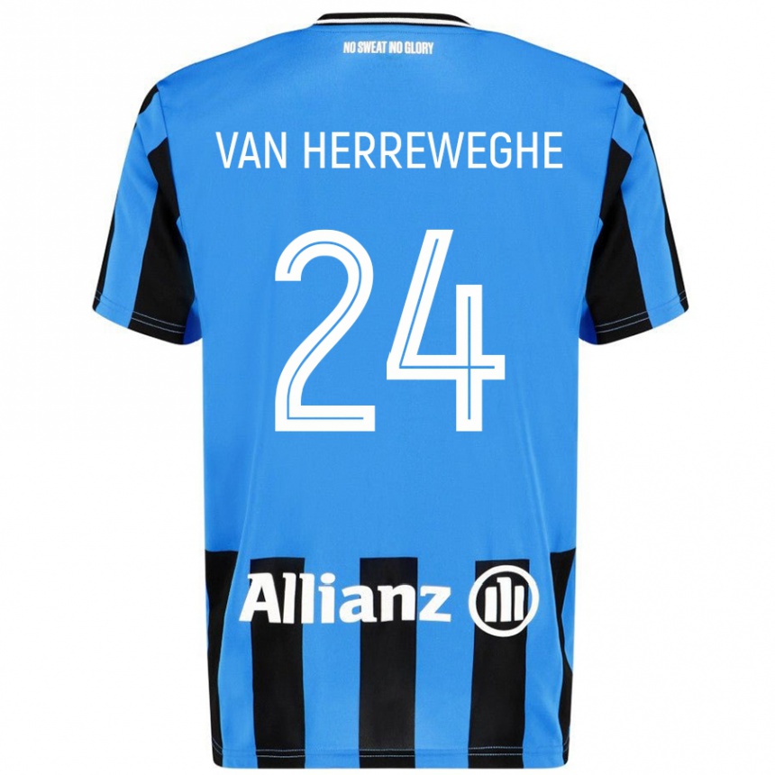 Enfant Football Maillot Febe Van Herreweghe #24 Bleu Ciel Noir Tenues Domicile 2024/25