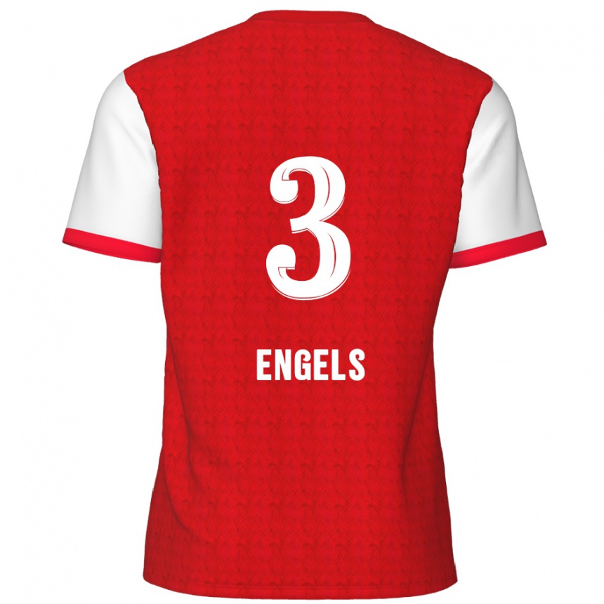 Enfant Football Maillot Björn Engels #3 Rouge Blanc Tenues Domicile 2024/25