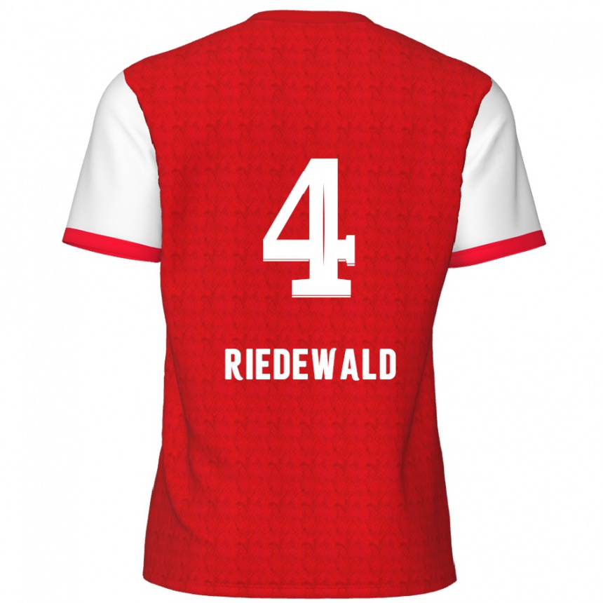 Enfant Football Maillot Jairo Riedewald #4 Rouge Blanc Tenues Domicile 2024/25