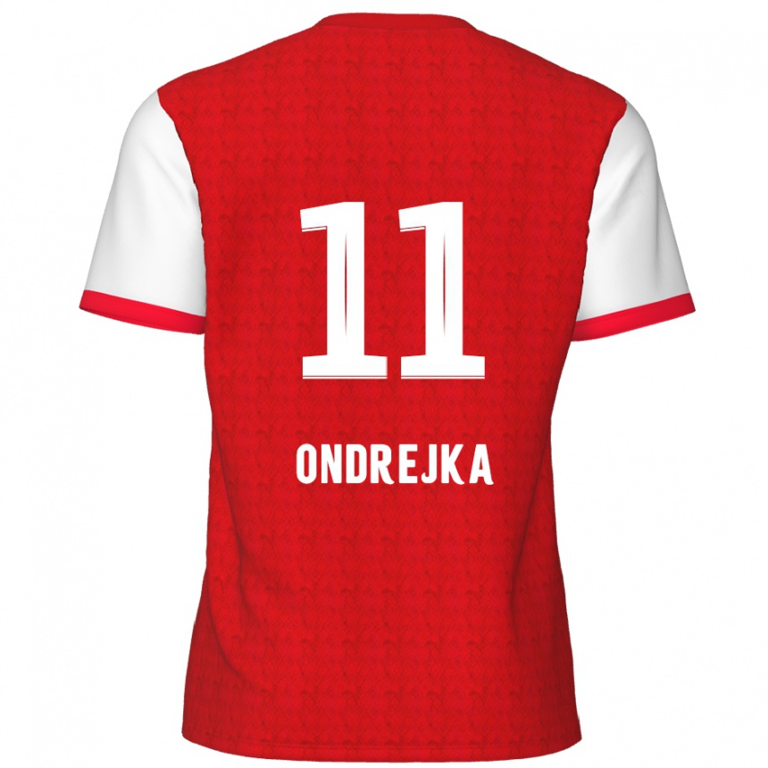 Enfant Football Maillot Jacob Ondrejka #11 Rouge Blanc Tenues Domicile 2024/25