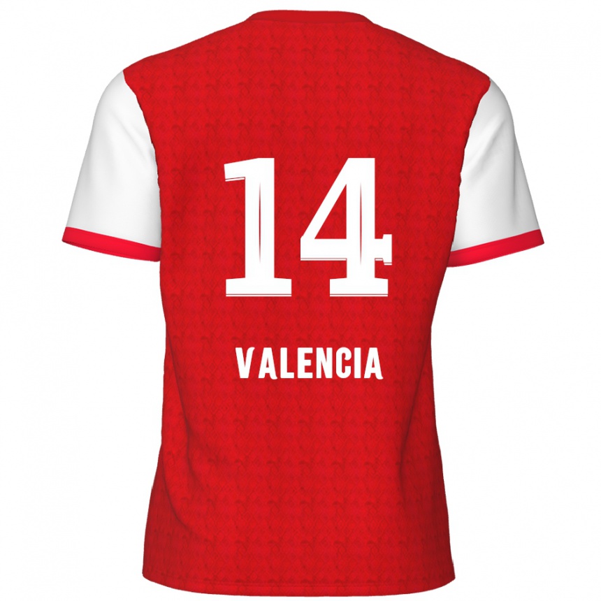 Enfant Football Maillot Anthony Valencia #14 Rouge Blanc Tenues Domicile 2024/25