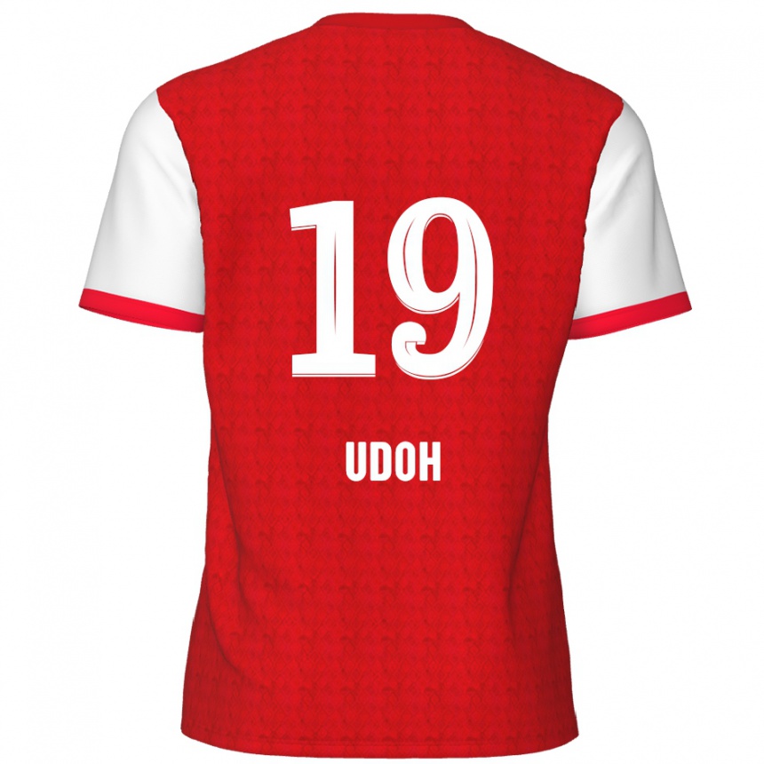 Enfant Football Maillot Victor Udoh #19 Rouge Blanc Tenues Domicile 2024/25