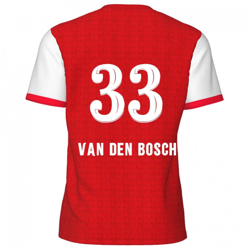 Enfant Football Maillot Zeno Van Den Bosch #33 Rouge Blanc Tenues Domicile 2024/25