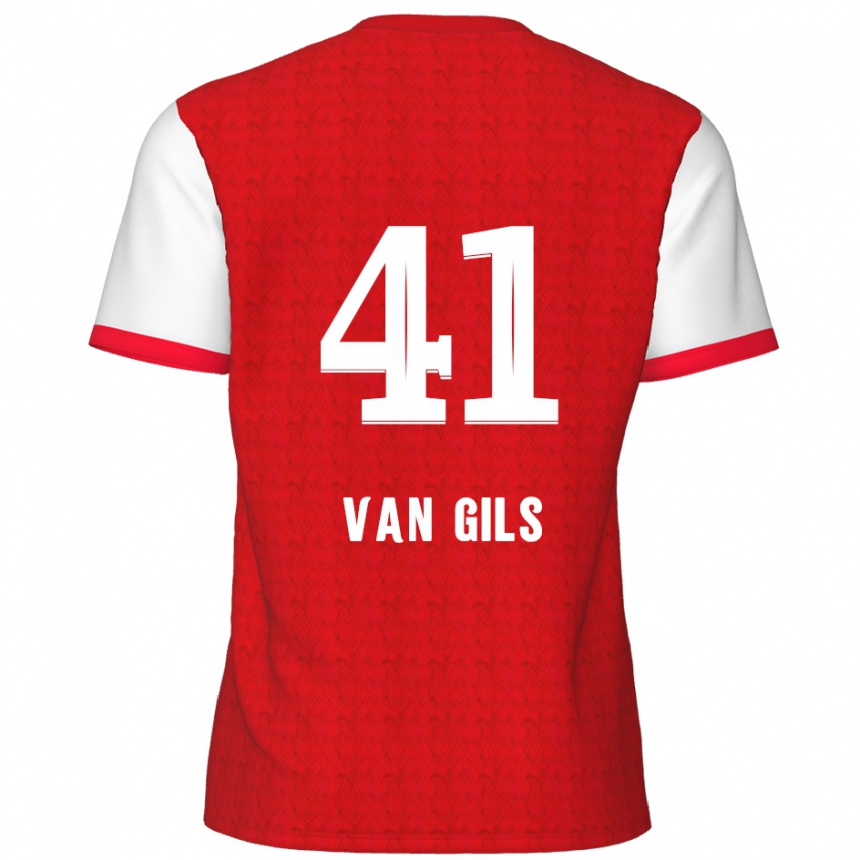 Enfant Football Maillot Mathis Van Gils #41 Rouge Blanc Tenues Domicile 2024/25