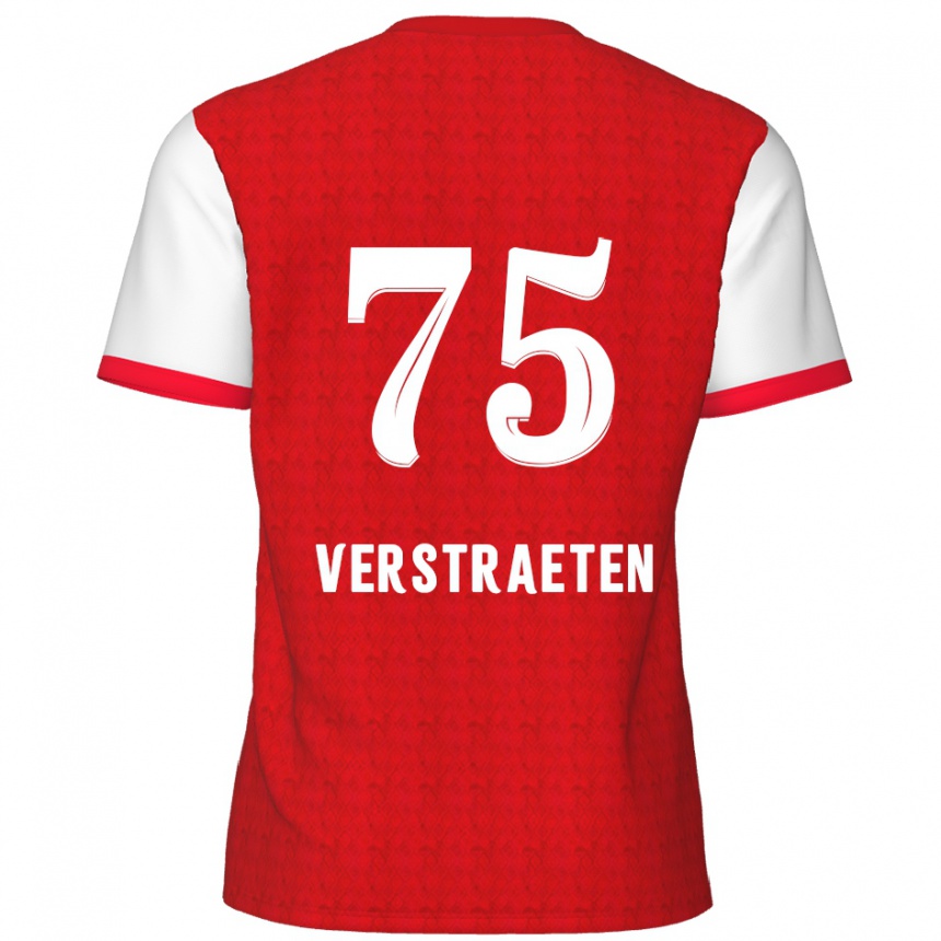 Enfant Football Maillot Andreas Verstraeten #75 Rouge Blanc Tenues Domicile 2024/25