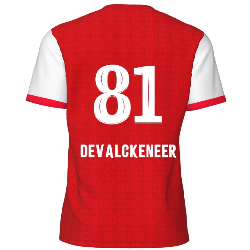 Enfant Football Maillot Niels Devalckeneer #81 Rouge Blanc Tenues Domicile 2024/25