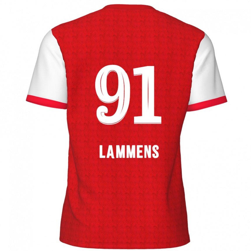 Enfant Football Maillot Senne Lammens #91 Rouge Blanc Tenues Domicile 2024/25