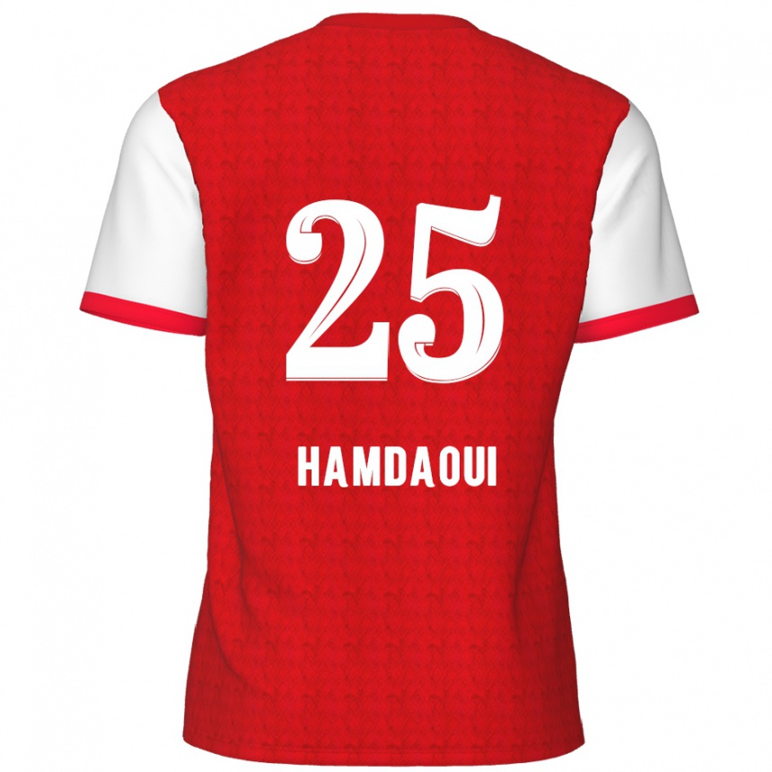 Enfant Football Maillot Youssef Hamdaoui #25 Rouge Blanc Tenues Domicile 2024/25