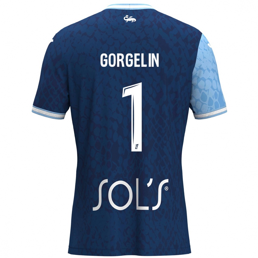 Enfant Football Maillot Mathieu Gorgelin #1 Bleu Ciel Bleu Foncé Tenues Domicile 2024/25