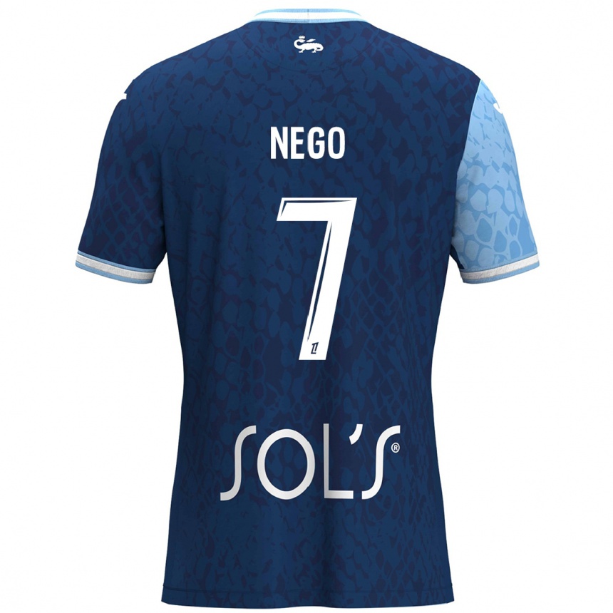 Enfant Football Maillot Loïc Nego #7 Bleu Ciel Bleu Foncé Tenues Domicile 2024/25