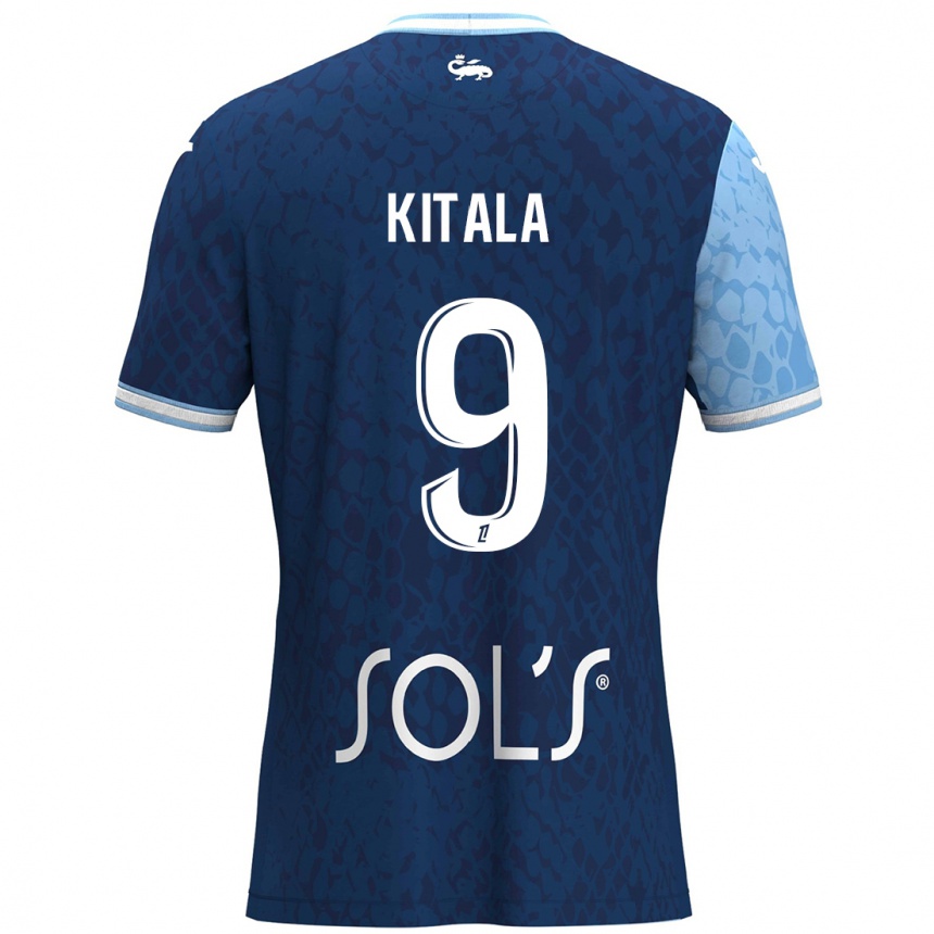 Enfant Football Maillot Yann Kitala #9 Bleu Ciel Bleu Foncé Tenues Domicile 2024/25