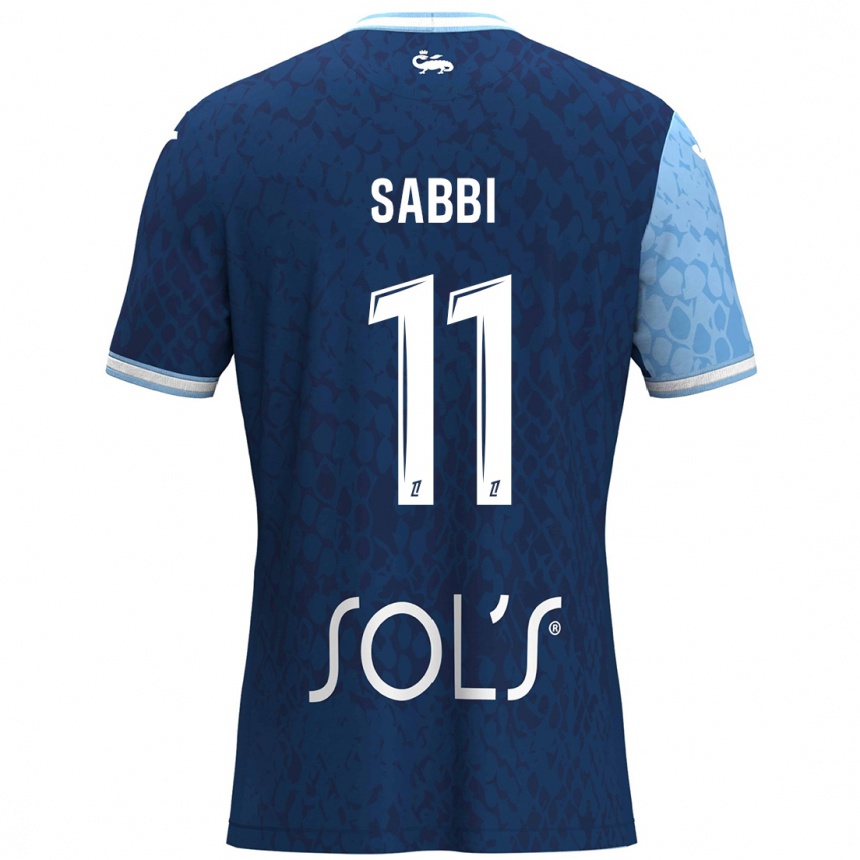 Enfant Football Maillot Emmanuel Sabbi #11 Bleu Ciel Bleu Foncé Tenues Domicile 2024/25