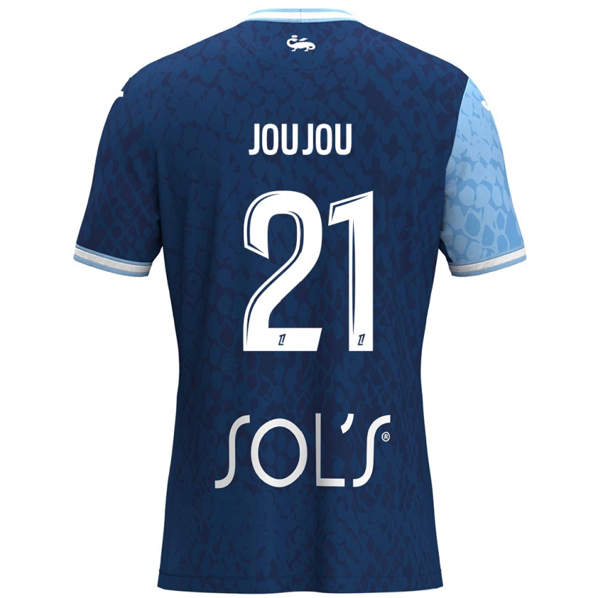 Enfant Football Maillot Antoine Joujou #21 Bleu Ciel Bleu Foncé Tenues Domicile 2024/25