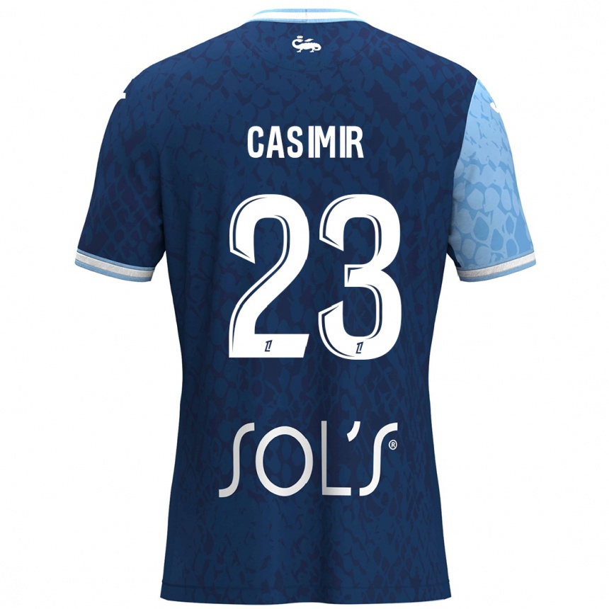 Enfant Football Maillot Josué Casimir #23 Bleu Ciel Bleu Foncé Tenues Domicile 2024/25