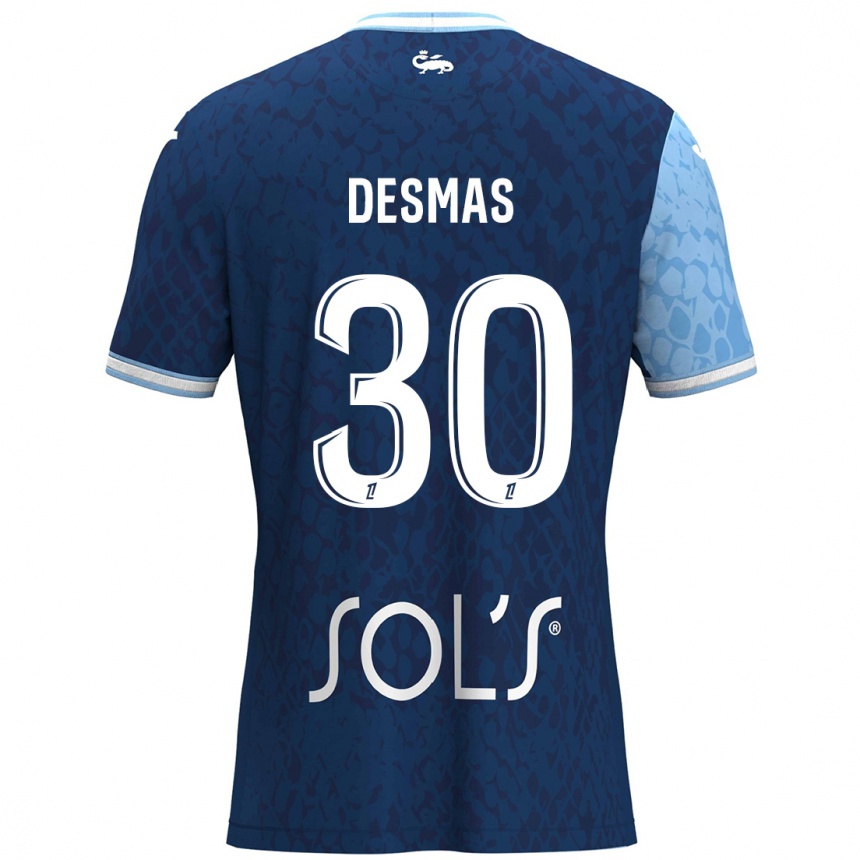 Enfant Football Maillot Arthur Desmas #30 Bleu Ciel Bleu Foncé Tenues Domicile 2024/25