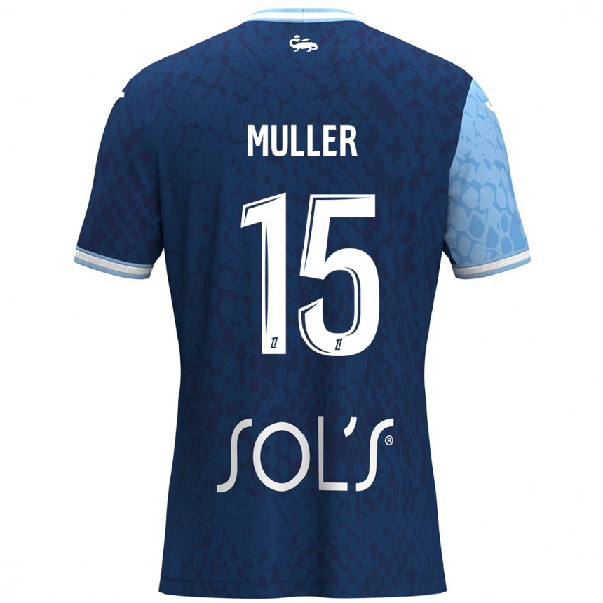 Enfant Football Maillot Laura Muller #15 Bleu Ciel Bleu Foncé Tenues Domicile 2024/25