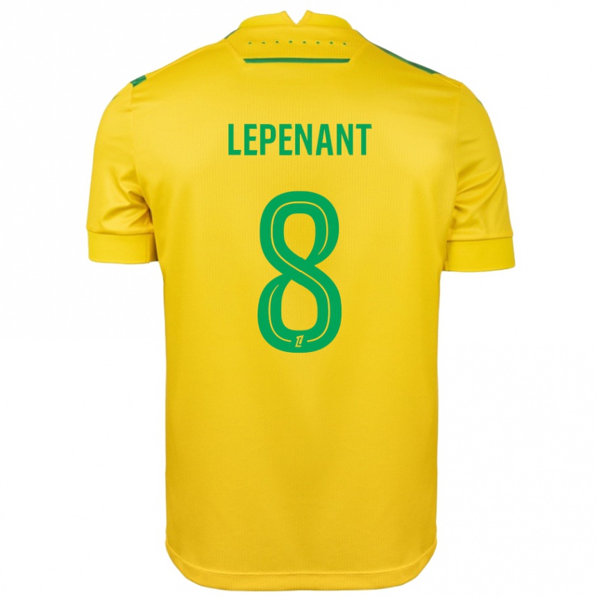 Enfant Football Maillot Johann Lepenant #8 Jaune Vert Tenues Domicile 2024/25