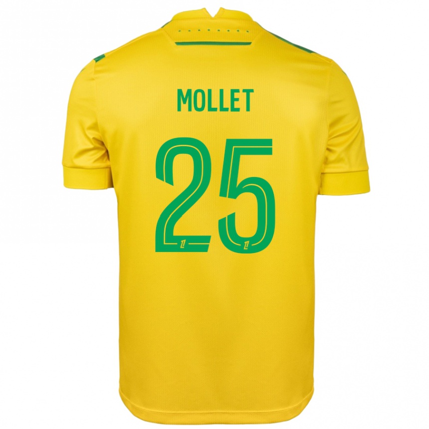 Enfant Football Maillot Florent Mollet #25 Jaune Vert Tenues Domicile 2024/25