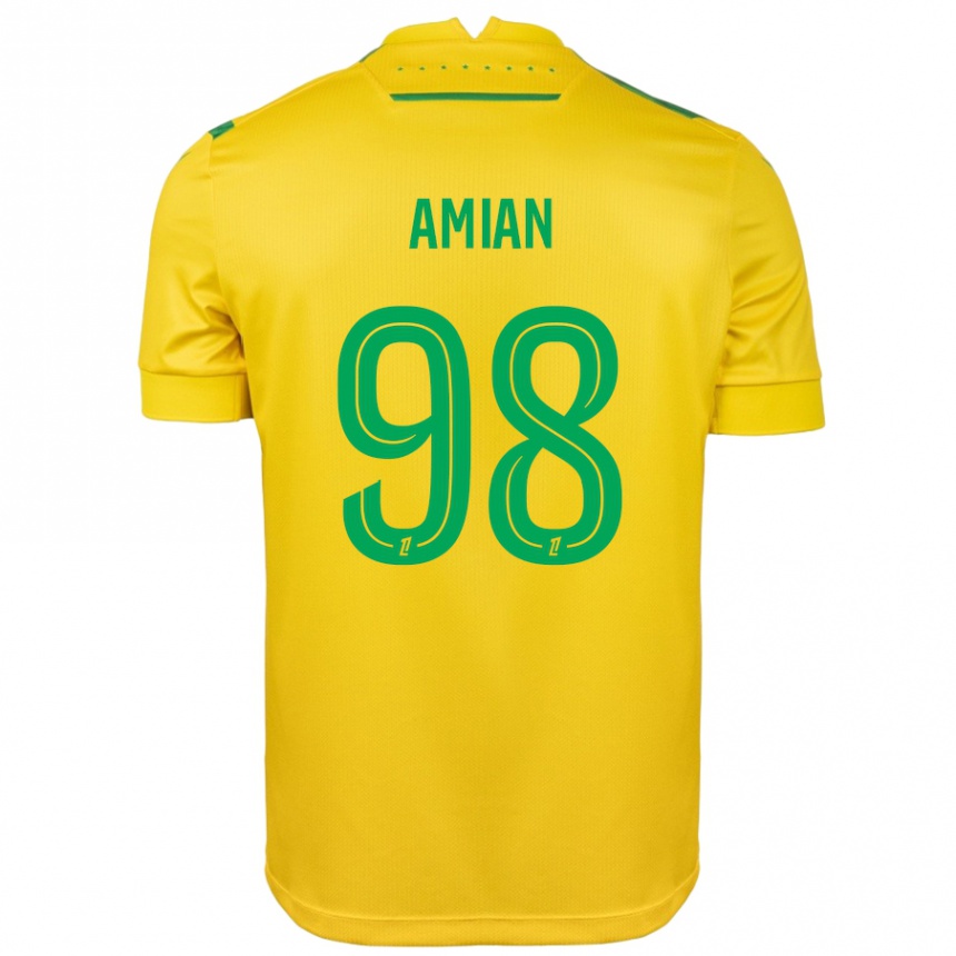 Enfant Football Maillot Kelvin Amian #98 Jaune Vert Tenues Domicile 2024/25