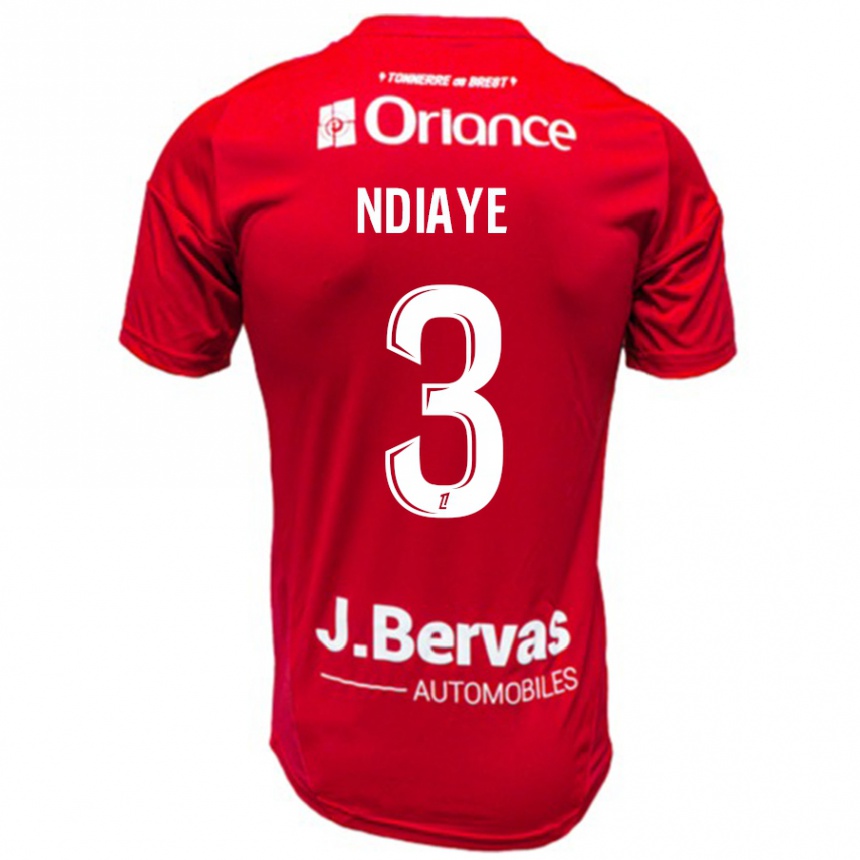 Enfant Football Maillot Abdoulaye Ndiaye #3 Rouge Blanc Tenues Domicile 2024/25