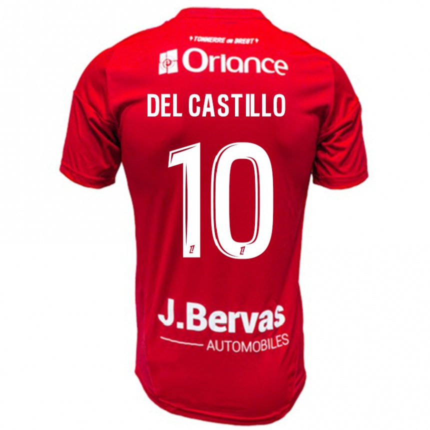 Enfant Football Maillot Romain Del Castillo #10 Rouge Blanc Tenues Domicile 2024/25