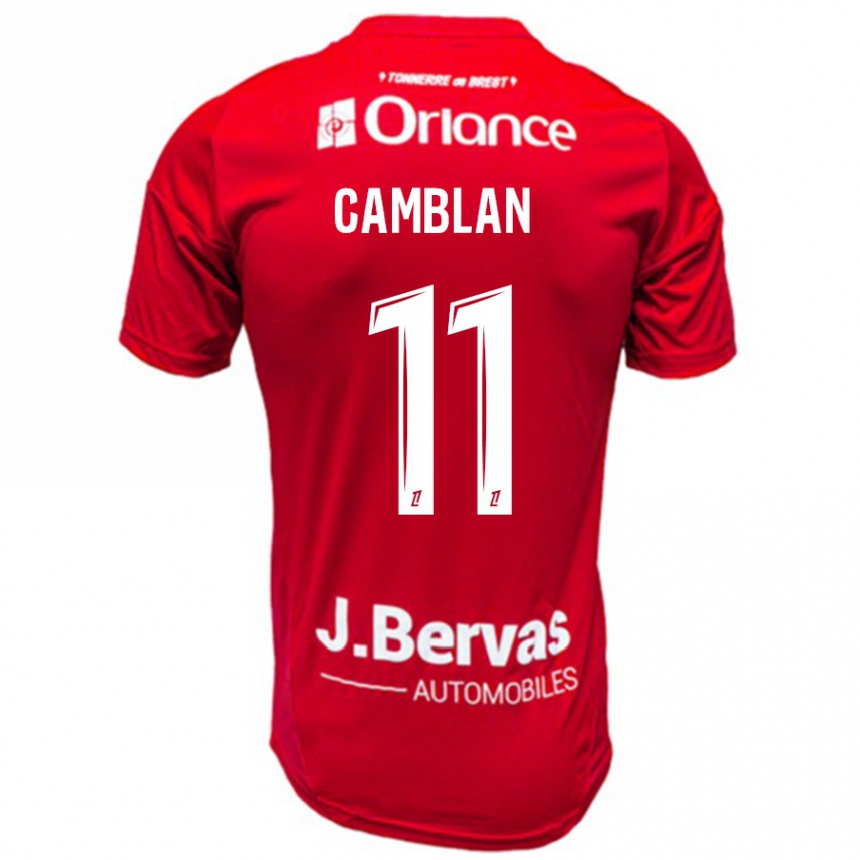 Enfant Football Maillot Axel Camblan #11 Rouge Blanc Tenues Domicile 2024/25