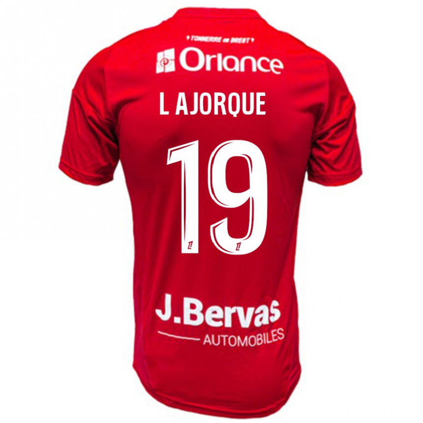 Enfant Football Maillot Ludovic Ajorque #19 Rouge Blanc Tenues Domicile 2024/25