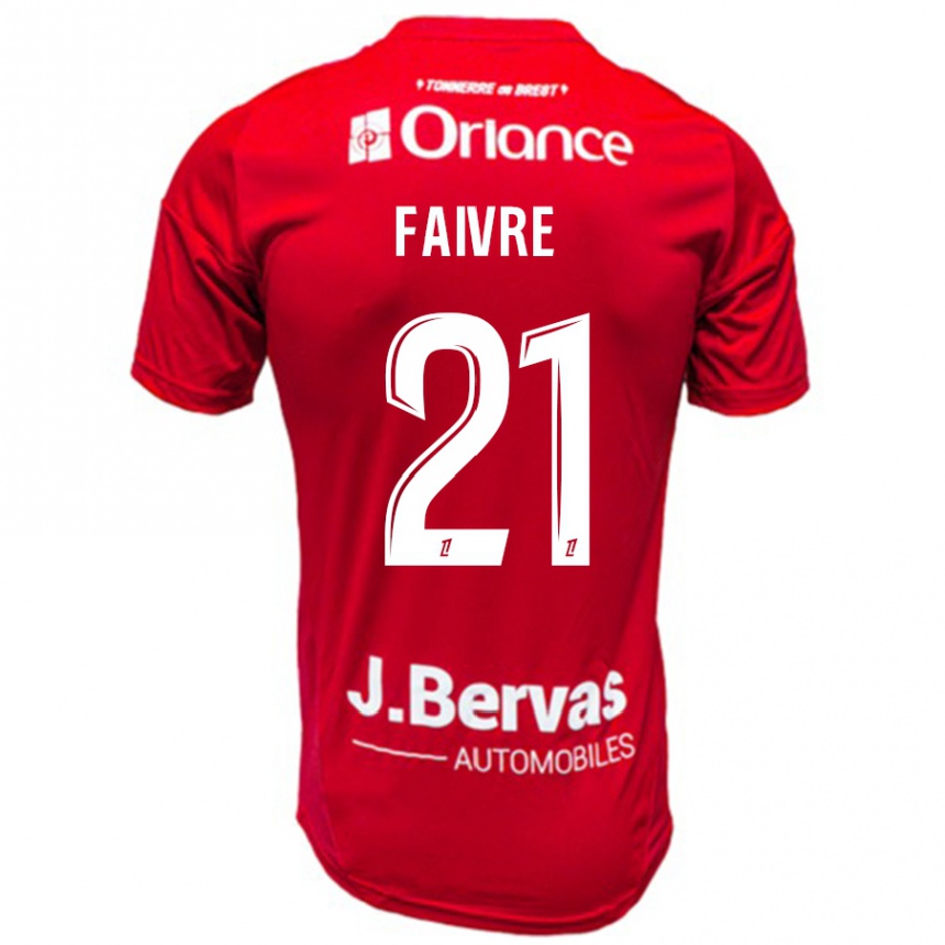 Enfant Football Maillot Romain Faivre #21 Rouge Blanc Tenues Domicile 2024/25