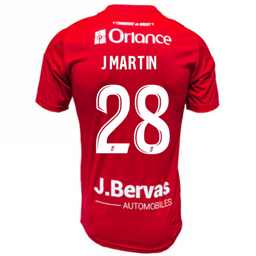 Enfant Football Maillot Jonas Martin #28 Rouge Blanc Tenues Domicile 2024/25