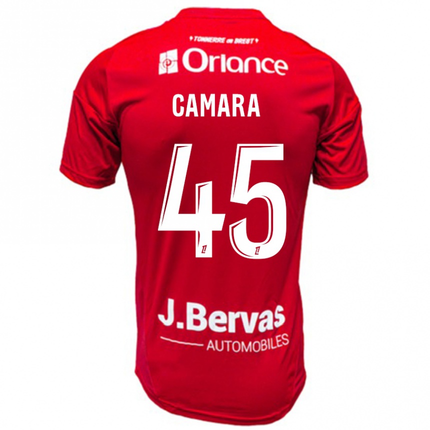 Enfant Football Maillot Mahdi Camara #45 Rouge Blanc Tenues Domicile 2024/25