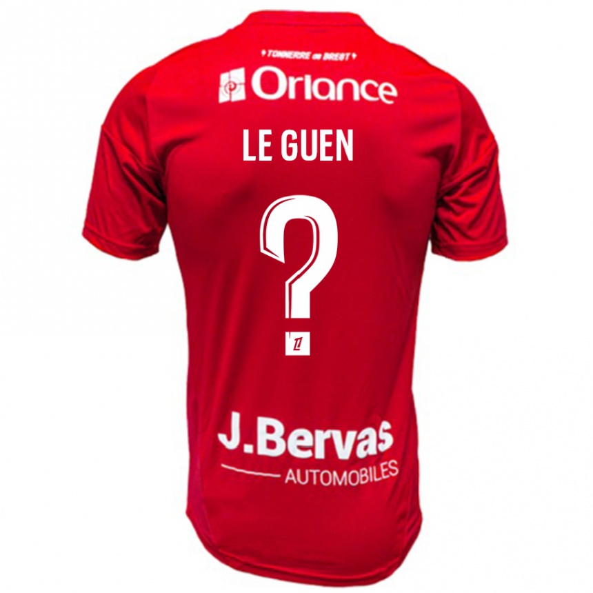 Enfant Football Maillot Raphaël Le Guen #0 Rouge Blanc Tenues Domicile 2024/25