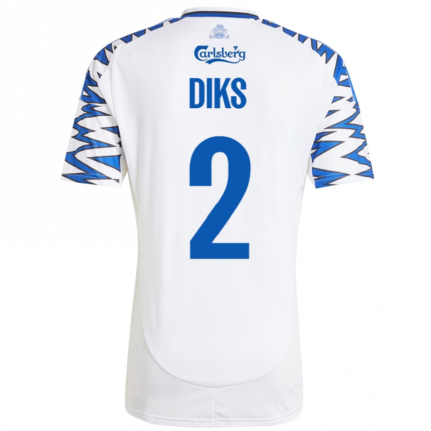 Enfant Football Maillot Kevin Diks #2 Blanc Bleu Ciel Tenues Domicile 2024/25