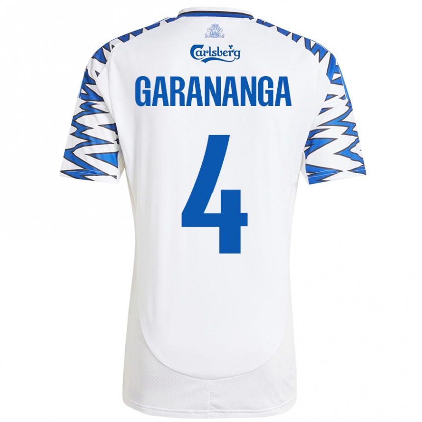 Enfant Football Maillot Munashe Garananga #4 Blanc Bleu Ciel Tenues Domicile 2024/25