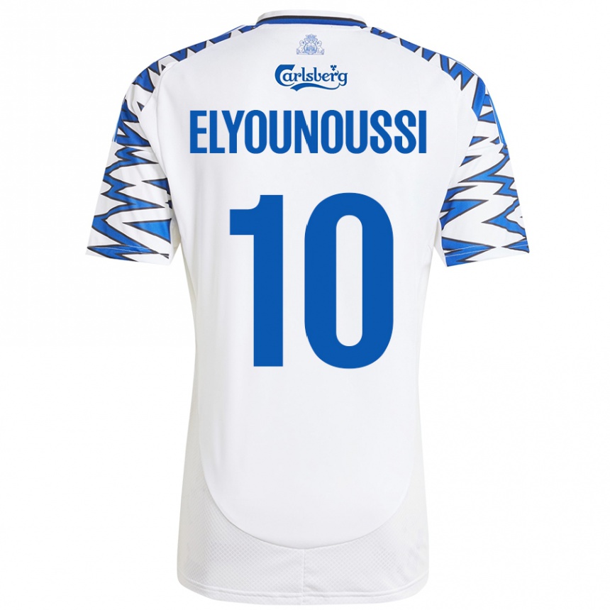 Enfant Football Maillot Mohamed Elyounoussi #10 Blanc Bleu Ciel Tenues Domicile 2024/25