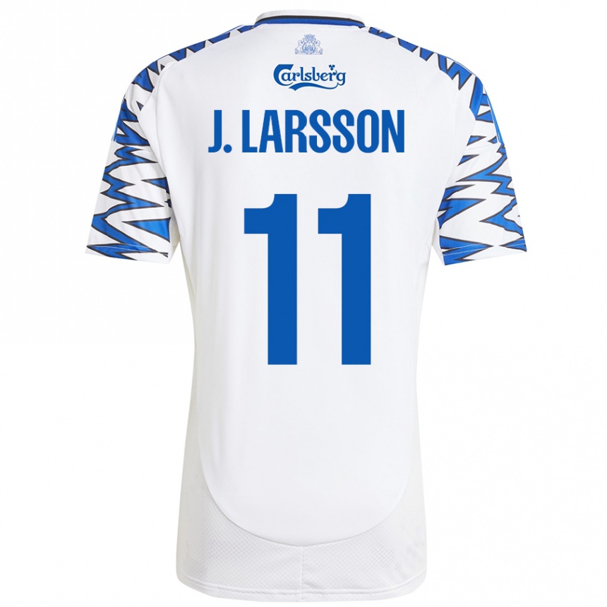 Enfant Football Maillot Jordan Larsson #11 Blanc Bleu Ciel Tenues Domicile 2024/25