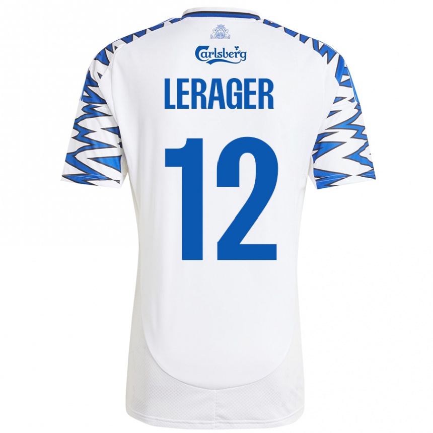 Enfant Football Maillot Lukas Lerager #12 Blanc Bleu Ciel Tenues Domicile 2024/25