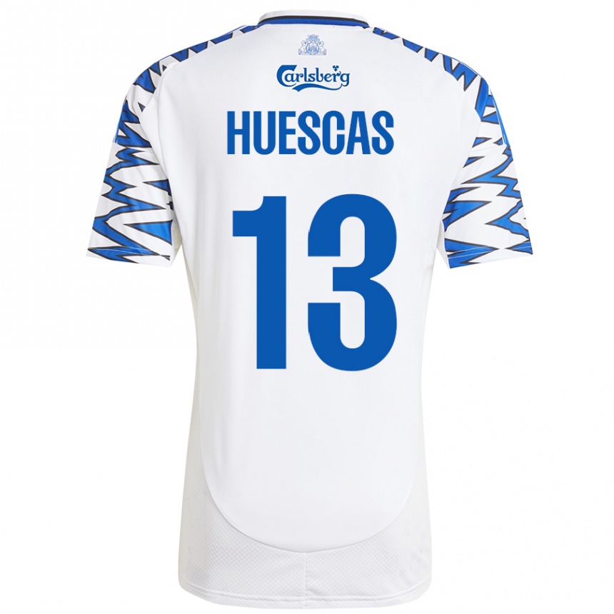 Enfant Football Maillot Rodrigo Huescas #13 Blanc Bleu Ciel Tenues Domicile 2024/25