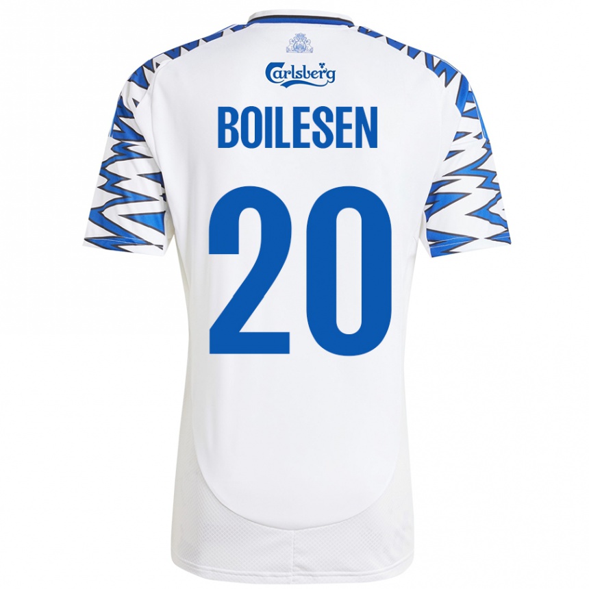 Enfant Football Maillot Nicolai Boilesen #20 Blanc Bleu Ciel Tenues Domicile 2024/25