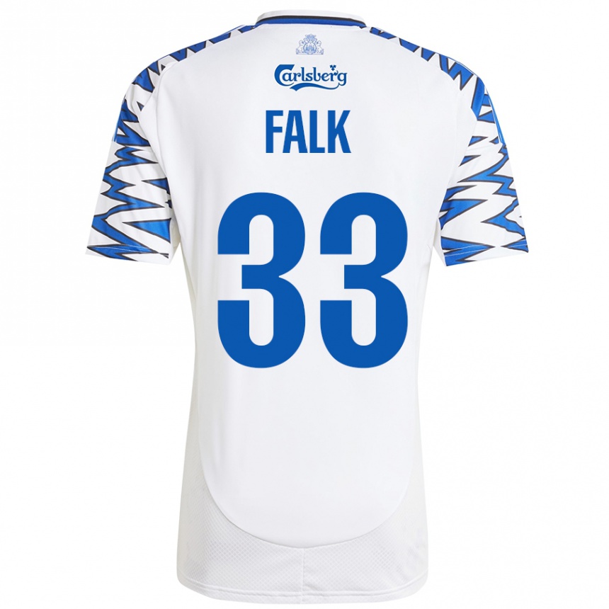 Enfant Football Maillot Rasmus Falk #33 Blanc Bleu Ciel Tenues Domicile 2024/25