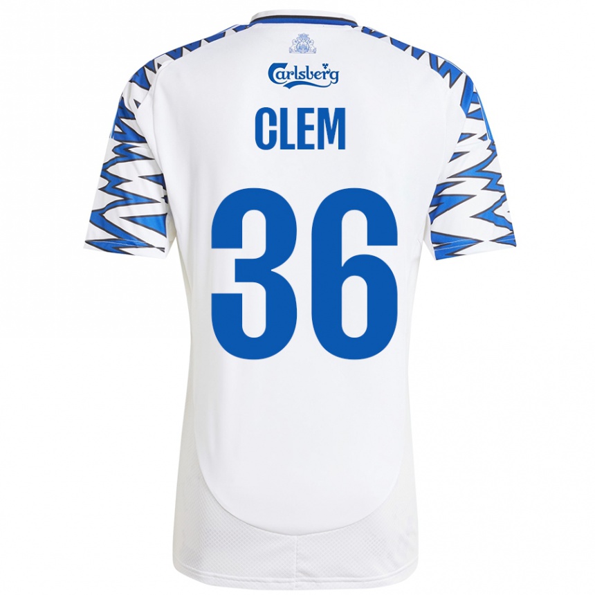 Enfant Football Maillot William Clem #36 Blanc Bleu Ciel Tenues Domicile 2024/25